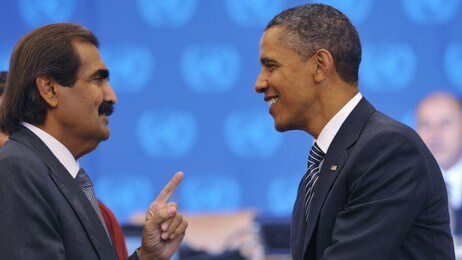 Amir Hamad bin Khalifa Al Thani og Barack Obama (Foto: MANDEL NGAN/Afp) Amir Hamad bin Khalifa Al Thani og Barack Obama (Foto: MANDEL NGAN/Afp)