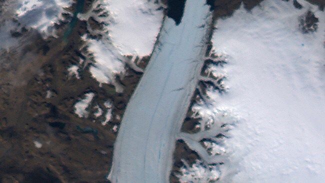 Satelittbilde av Petermannsbreen på Grønland (Foto: Byrd Polar Research Center/AP)