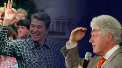 Tidligere presidenter i USA, Ronald Reagan (R) og Bill Clinton (D) (Foto: Bildemontasje NRK - Esben A. Holm/Scanpix) Tidligere presidenter i USA, Ronald Reagan (R) og Bill Clinton (D) (Foto: Bildemontasje NRK - Esben A. Holm/Scanpix)