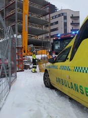 Arbeidsulykke i Kristoffer Aamots gate i Nydalen i Oslo (Foto: Mats Sparby/NRK)