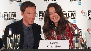 Benedict Cumberbatch og Keira Knightley - Benedict Cumberbatch og Keira Knightley på dagens pressekonferanse. - Foto: Espen Aas / NRK