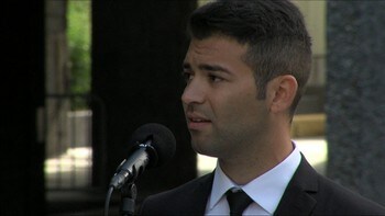 AUF leader Mani Hussaini gave a speech under 22. July- his Government buildings. 