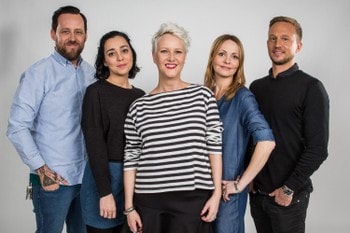 Tarjei Strøm, Marie Komissar, Vivi Stenberg, Kathrine Synnes Finnskog og Gisle Stokland - Foto: Kim Erlandsen / NRK