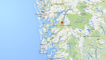 Buerbreen - BUERBREEN: Breen ligger nær Odda. De to mennene fra Bergen holdt til på ca 1400 meter høyde, øverst på breen. Fem personer fra Voss var også regnet som savnet. - Foto: Google Maps / 