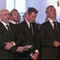 Stortingspresident Dag Terje Andersen, AUF-leder Eskil Pedersen, statsminister Jens Stoltenberg og hans kone Ingrid Schulerud i Oslo domkirke søndag formiddag.