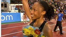 Video Allyson Felix inn til seier på 200 meter (Foto: Nyhetsspiller) Video Allyson Felix inn til seier på 200 meter (Foto: Nyhetsspiller)