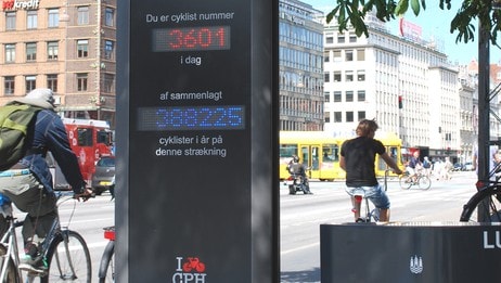 Sykkelbarometeret i København (Foto: København kommune) Sykkelbarometeret i København (Foto: København kommune)