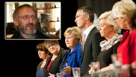 Partilederne i valgkampen, valgforsker Anders Todal Jensen innfelt (Foto: Scanpix/NRK)