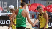 Sandvolleyduoen Tarjei Skarlund fra Ålesund og Martin Spinnangr fra Farsund har imponert i Kina (Foto: www.fivb.org)