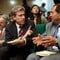 USAs nå avdøde ambassadør til Libya, Chris Stevens, var USAs utsending til Det nasjonale overgangsrådet i Libya under opprøret mot Muammar Gaddafi i 2011. Her snakker Stevens med Suleiman Fortia (t.h.), rådsmedlem fra Misrata, i april 2011. Den britiske utsendingen, Christopher Prentice, sitter til venstre i bildet. USAs nå avdøde ambassadør til Libya, Chris Stevens, var USAs utsending til Det nasjonale overgangsrådet i Libya under opprøret mot Muammar Gaddafi i 2011. Her snakker Stevens med Suleiman Fortia (t.h.), rådsmedlem fra Misrata, i april 2011. Den britiske utsendingen, Christopher Prentice, sitter til venstre i bildet.