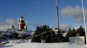 Utsira fyr i vinterdrakt