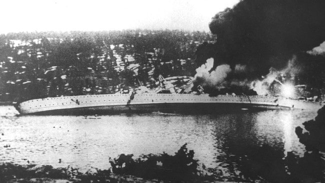 Blücher sank 9.april 1940 (Foto: ARKIVFOTO - fotograf ukjent/Scanpix)