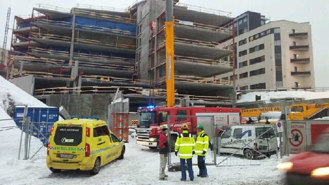 Arbeidsulykke i Kristoffer Aamots gate i Nydalen i Oslo (Foto: Mats Sparby/NRK)