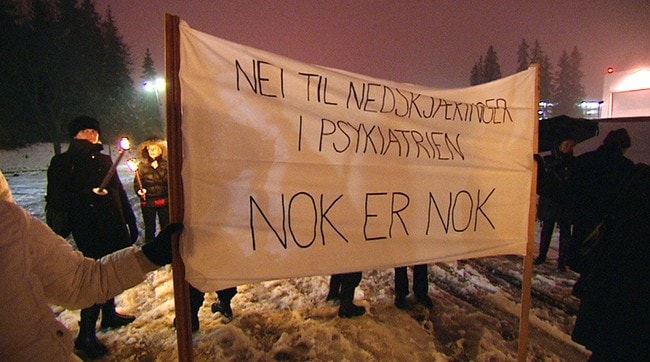 Demonstrasjon på Ahus (Foto: Frode Wik/NRK)