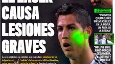 Cristiano Ronaldo truffet av laser