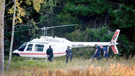 Helikopteret som ble brukt under ranet i Stockholm (Foto: SCANPIX SWEDEN/REUTERS)