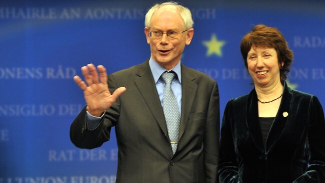 Herman Van Rompuy og Catherine Ashton (Foto: GEORGES GOBET/Scanpix/AFP)