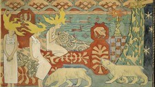 Gerhard Munthe:      Friere. (Nordlysdøtre) 1892. Akvarell. 770 x 942 mm (utsnitt). Nasjonalmuseet  (Foto: Knut Øystein Nerdrum )