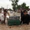 Innbyggere i Nowshera i Pakistan evakuerer fra den flomrammede byen. Innbyggere i Nowshera i Pakistan evakuerer fra den flomrammede byen.