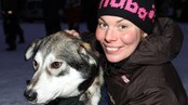 Sigrid Ekran like etter at hun har vunnet Femundløpet F600 2010.