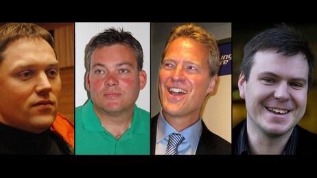 Torfinn Vassvik (Ap), Bjarne Eiolf Holø(Sp), Jens Johan Hjort (H) og Alfred Bjørlo (V) 