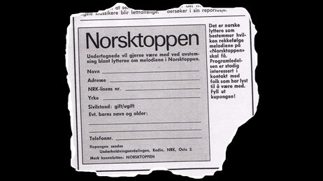 Påmelding til publikumsjuryen i Norsktoppen fra 1973 (NRK)
