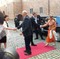 Jens Stoltenberg og Ingrid Schulerud hilser på HM kong Harald og HM dronning Sonja.