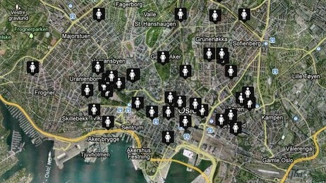 Kart over overfallsvoldtektene i Oslo i 2011 (Foto: NRK)