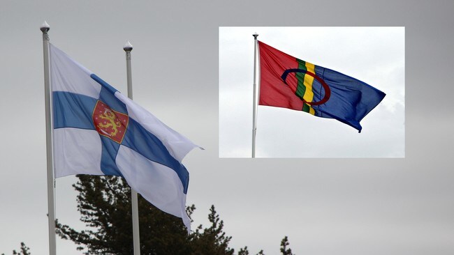Finsk og samisk flagg (Foto: Montasje: Dan Robert Larsen/NRK) Finsk og samisk flagg (Foto: Montasje: Dan Robert Larsen/NRK)