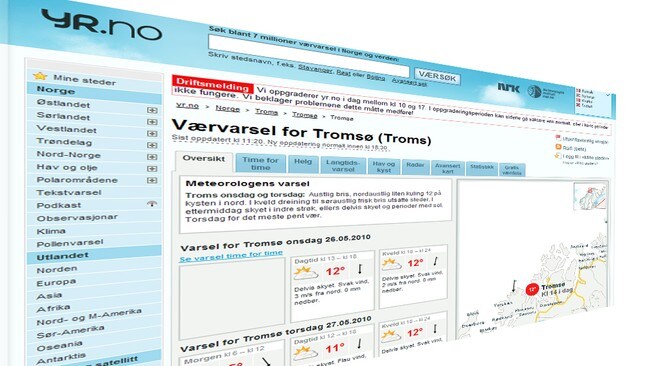 yr.no varsel for Tromsø (Foto: NRK)