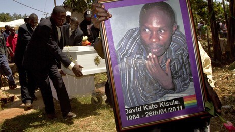 Plakat av David Kato (Foto: MARC HOFER/Afp)