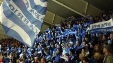 Sparta Warriors-supportere jubler i Sparta Afmi. (Foto: Espen Evensen/NRK)
