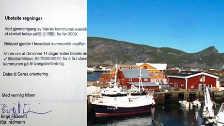 Innkrevingsbrev fra Værøy