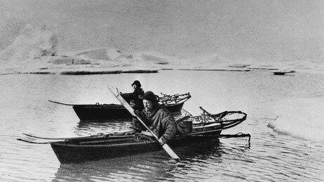 Hjalmar Johansen og Fridtjof Nansen på padletur (Foto: Scanpix/Scanpix)