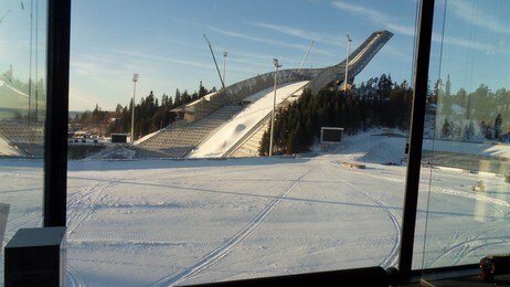 View from Cross-Country commentator position. (Foto: Odd Kaldefoss/NRK)