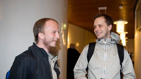 Gottfrid Svartholm Warg og Peter Sunde (t.h) (Foto: Bertil Ericson / SCANPIX/SCANPIX)