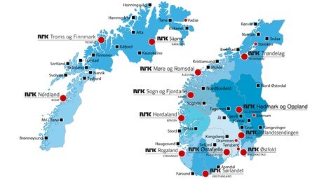 NRK - avdelinger landet rundt (pr sept 2013) (NRK) NRK - avdelinger landet rundt (pr sept 2013) (NRK)