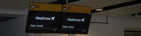 Dårleg informasjon på Heathrow (Foto: Kristin Ellen Jensen)
