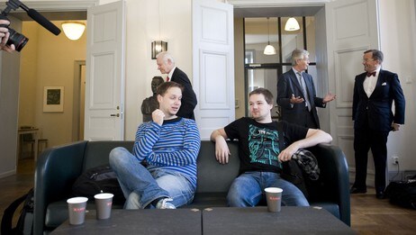 Fredrik Neijk og Peter Sunde (Foto: JONATHAN NACKSTRAND/Afp) Fredrik Neijk og Peter Sunde (Foto: JONATHAN NACKSTRAND/Afp)