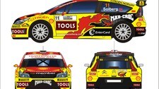 Tegningen viser hvordan Petter Solbergs nye rallybil skal se ut (Foto: Spydeberg Reklame AS/Scanpix)
