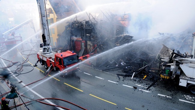 Brann i Skuteviken (Foto: Tore Sevheim/NRK) Brann i Skuteviken (Foto: Tore Sevheim/NRK)