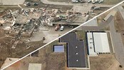 Barneskolen Plaza Towers i Oklahoma før og etter (Foto: Google Maps og AP) Barneskolen Plaza Towers i Oklahoma før og etter (Foto: Google Maps og AP)