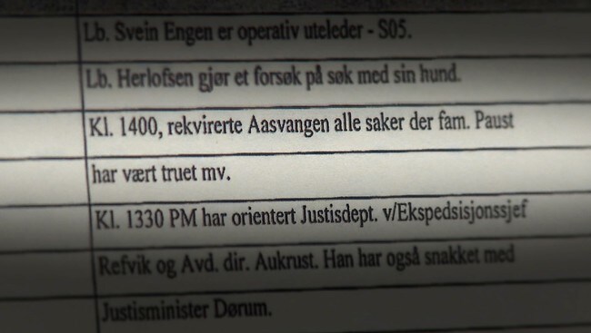 Politilogg fra Orderud-saken (Bilde fra Brennpunkt-dokumentaren/NRK)