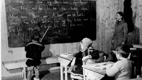 Flyttsamebarn, Karasjok januar 1950 (Foto: Børretzen, Sverre A./SCANPIX)