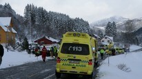 Trafikkulykke i Velledalen (Foto: Jarle Lade)