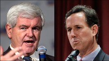 Newt Gingrich og Rick Santorum (Foto: Evan Vucci/Eric Gay)