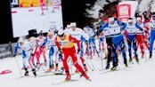 Petter Northug i tet av feltet under lørdagens femmil i Holmenkollen.