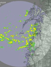 Illustrasjonsfoto, Værradar Røst. (Foto: met.no) Illustrasjonsfoto, Værradar Røst. (Foto: met.no)