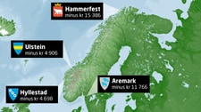 Kommunene der gjennomsnittsinntekten får ned 2006-2009 (NRK Grafikk) Kommunene der gjennomsnittsinntekten får ned 2006-2009 (NRK Grafikk)