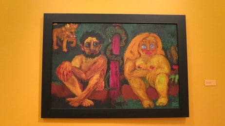 Emil Nolde: 'Det tapte paradis' maleri fra 1921. (Foto: Nina Skurtveit/NRK) Emil Nolde: 'Det tapte paradis' maleri fra 1921. (Foto: Nina Skurtveit/NRK)